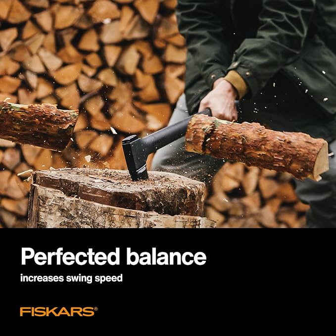 Fiskars 36" Super Splitting Axe, Wood Splitter for Medium to Large Size Logs, with Shock-Absorbing FiberComp Handle, Lawn and Garden Tool, 6 pounds, Black