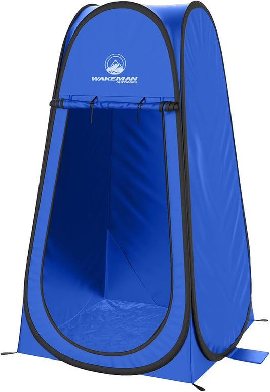 Pop Up Pod - Privacy Shower Tent, Dressing Room, or Portable Toilet Stall with Carry Bag for Camping, Beach, or Tailgate by Wakeman Outdoors (Blue)