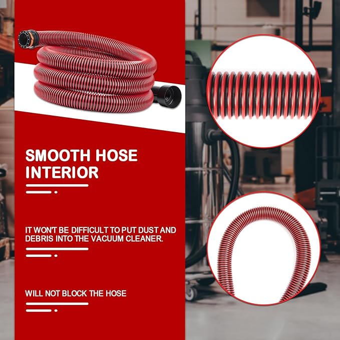 10FT Vacuum Hose Extension with 6 Adapter Attachments,Fits 1-1/4" Vacuum Cleaner Hose,Multi-Size Fittings 0.9" to 1-3/4",Universal Shop Vac Accessories (Please Confirm Hose Size Compatibility)