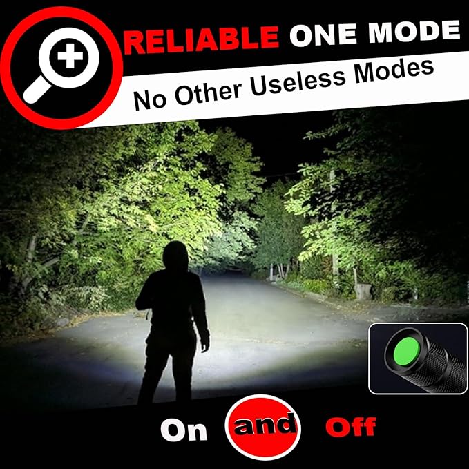 1 Mode Flashlights 2 Pack, Super Bright Zoomable LED Tactical Flashlight High Lumens, Water Resistant Portable Pocket Flash Light for Emergency, Camping, Home, and Gift - Red