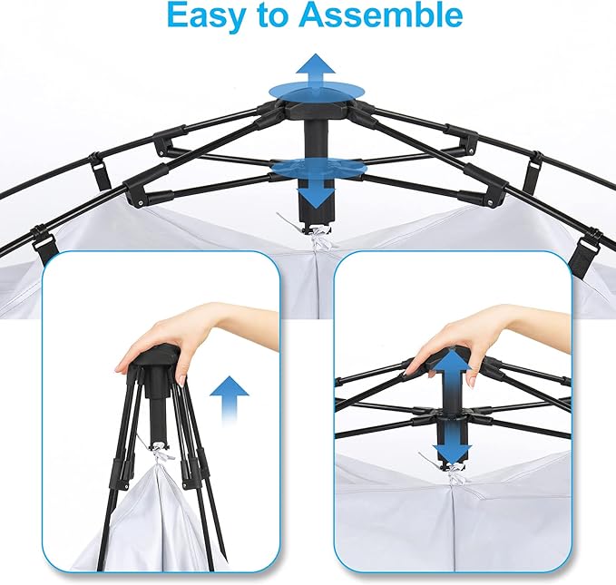 VINGLI 2 Room Shower Tent, 7.5 FT Instant Pop Up Shelter with Carrying Bag, Privacy Changing Room Tent,Perfect for Portable Toilet, Camping, Dressing, Outdoor Indoor, Easy Set Up