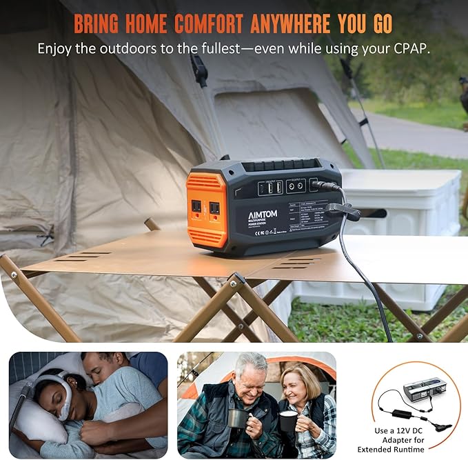 AIMTOM 200W Portable Power Station with 30W Solar Panel Bundle – 173Wh Lithium Battery, 250W Peak AC, USB-A, USB-C and 12V DC Outputs, High-Efficiency Solar Generator for Camping RV Emergency Backup