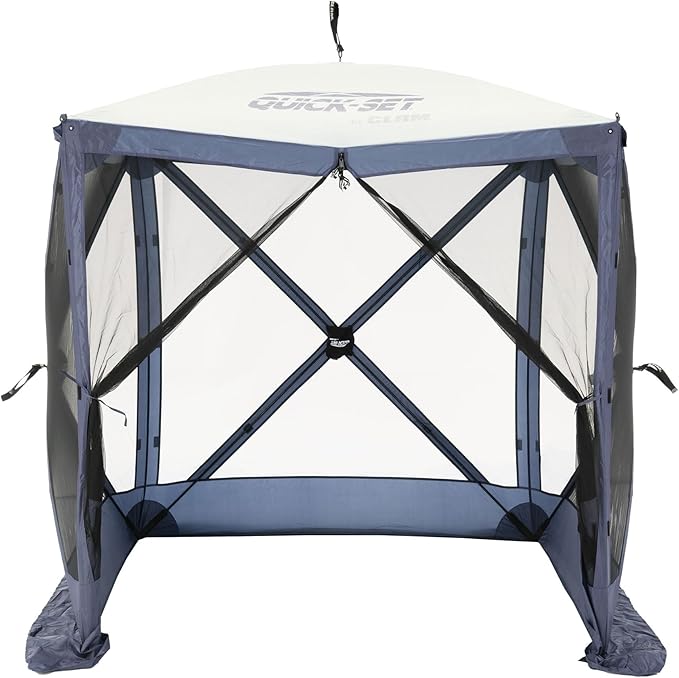 CLAM Pop Up Screen Tent, Outdoor Camping Gazebo Canopy, Traveler, 6' x 6', Blue