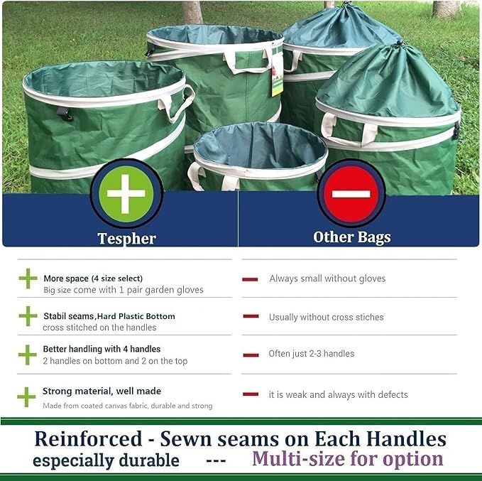 16-Gallon Collapsible Trash Can (16x19 in) Hard-Shell Bottom Yard Garden Bag for Pop-Up Trash Can,Recycling Bin,Yard Waste Container,RV Camping Waste Bin,Laundry Hamper,Lawn Grass,Leaf Bag,Weed Basket