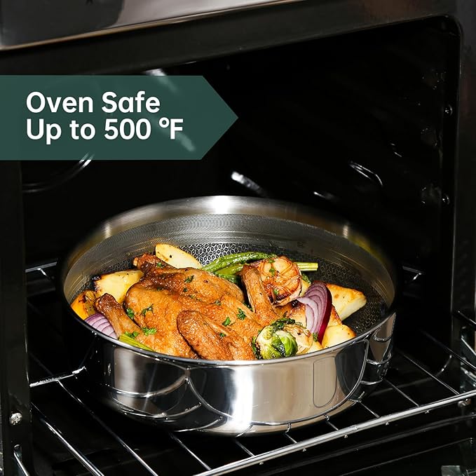 ROYDX New Model Hybrid Nonstick Cookware Set 19-Piece Stainless Steel Pots and Pans Set with Removable Handles, Save Space,Dishwasher and Oven Safe, Induction Ready, Compatible with All Cooktops