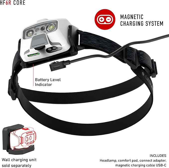 Ledlenser HF6R Core Hands Free, Rechargable Headlamp, Water Resistant, 800 Lumens, White