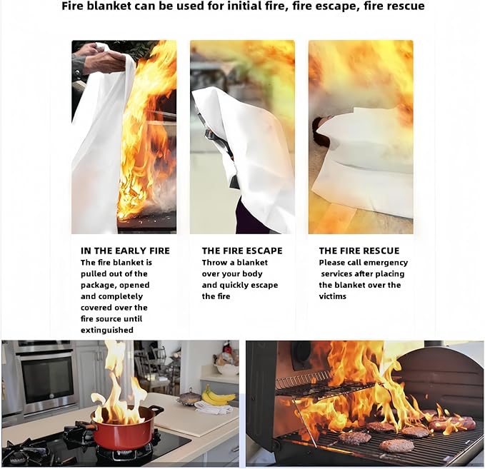 Fire Blanket,Fire Blankets Emergency for Home,39.4"x39.4" Emergency Fire Blanket for Kitchen Office School Warehouse Car Camping Grill Fireplace. (1 Pack)