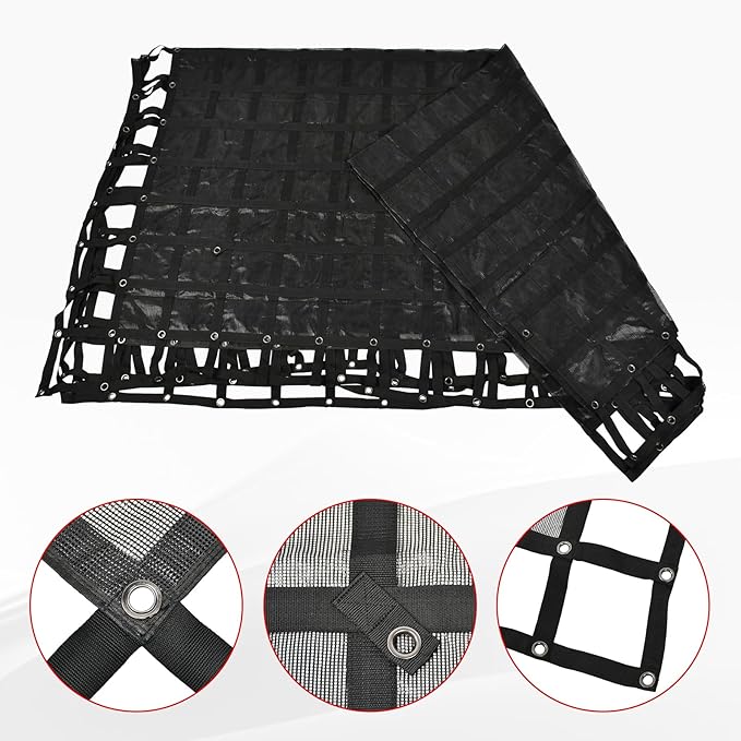 Heavy Duty 126" x 222" Truck Bed Cargo Net with Adjustable Cam Buckles & S-Hooks & Cross Strap,10.5' x 18.5' Cargo Net with 1500LBS Capacity for Pickup Truck Bed Trailer SUV Jeeps