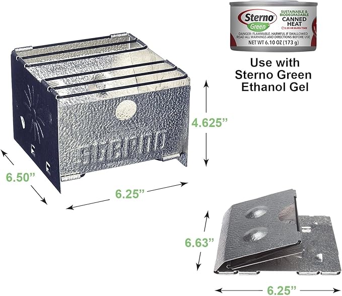 Sterno Foldable Portable Camping Stove - Easy-to-Assemble Outdoor Cooking Stove for Camping, Picnics, Tailgating & Emergencies - Silver