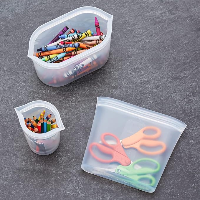 Zip Top Reusable Food Storage Bags | Sandwich Bag [Frost] | Silicone Meal Prep Container | Microwave, Dishwasher and Freezer Safe | Made in the USA