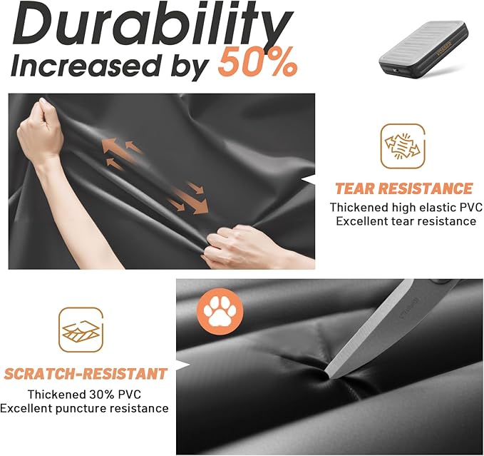 Air Mattress Queen with Built in Pump,18'' Inflatable Mattress 2 Mins Self-Inflation/Deflation,Thicker Blow up Mattress Leak-Proof,Flocked Top Air Bed with Storage Bag for Home, Camping & Guests