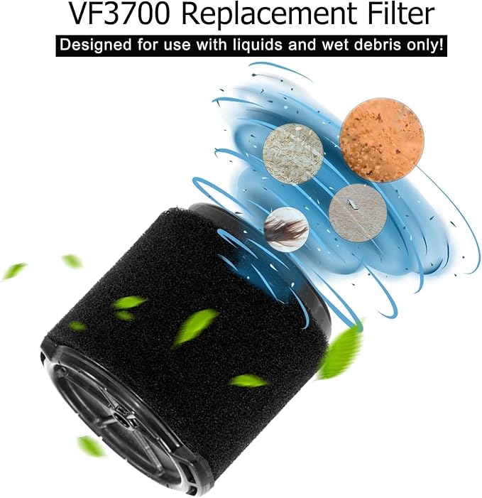 2 Pack VF3700 Filter Compatible with Ridgid Vac 3-4.5 Gallon Vacuum Cleaners, Wet Application Foam Filter Fit WS0301VA WS0400DE WS14045