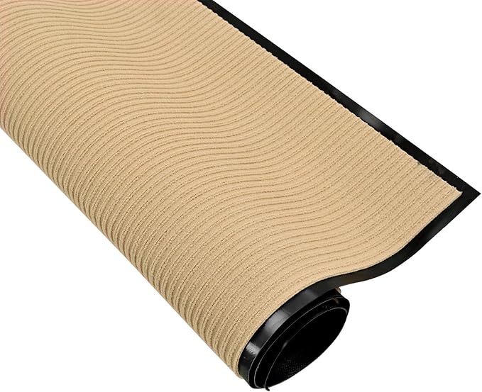 fani Heavy Duty Large Outdoor Indoor Entrance Black Doormat Waterproof Low Profile Entrance Rug Front Door Mat Patio Anti-Skid Rubber Back, 48x72 inch (Beige)