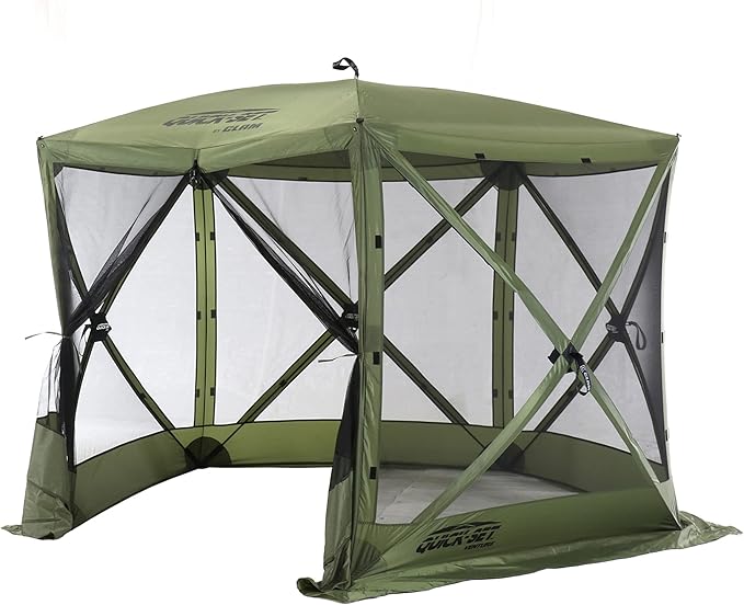 CLAM Pop Up Screen Tent, Outdoor Camping Gazebo Canopy, Venture, 9' x 9', Green