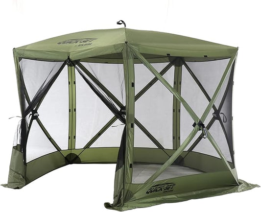 CLAM Pop Up Screen Tent, Outdoor Camping Gazebo Canopy, Venture, 9' x 9', Green
