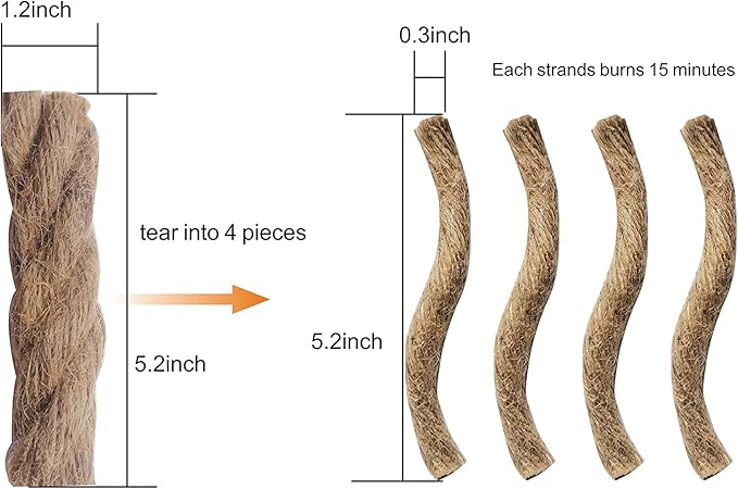 Emergency Fire Starter Kit – 20 Waterproof Windproof 3“ Matches in Tin Can + Wax Infused Hemp Cord, Burns Underwater & After Burial for Survival, Camping, Hiking, Bushcraft (3 Tins + Thick Rope)