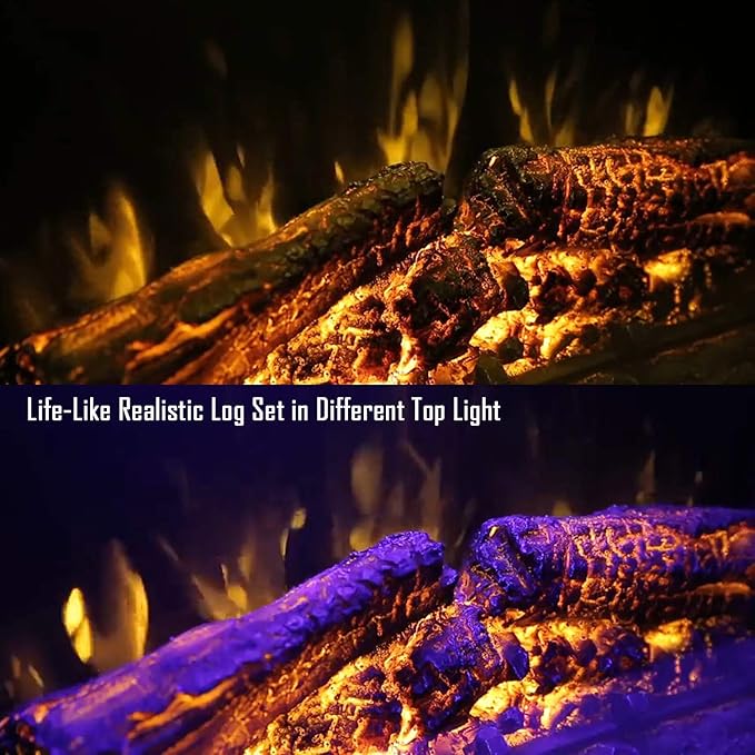 50'' Electric Fireplace Insert, Retro Recessed Fireplace Heater with Fire Cracking Sound, Remote Control & Timer, 750/1500W, Black