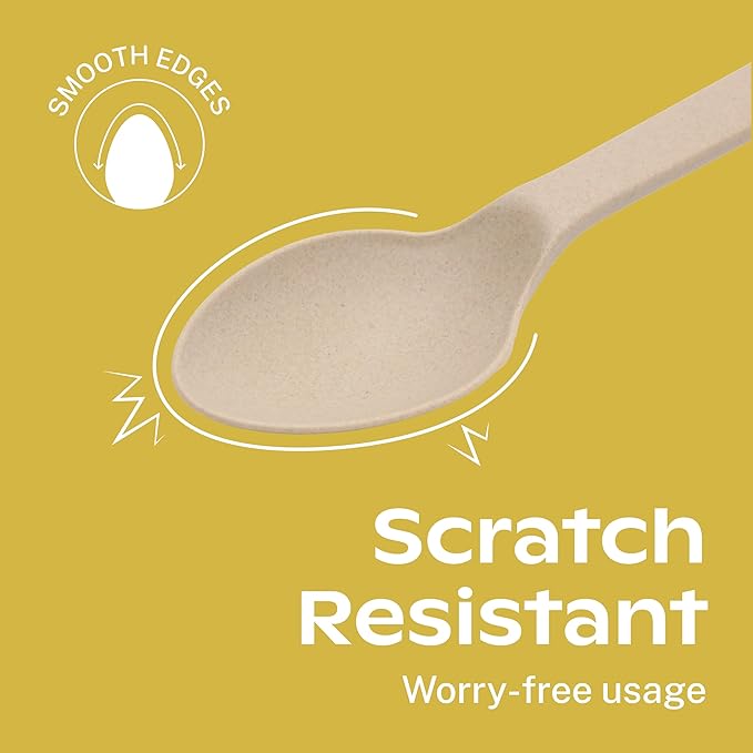 CORAL Light Brown 100% Compostable Spoons - 120 Heavy Duty No Plastic Spoons (6.5 inch) - Break Resistant with Smooth Edges, Ocean Friendly Alternative to Plastic Utensils - Biodegradable & Disposable
