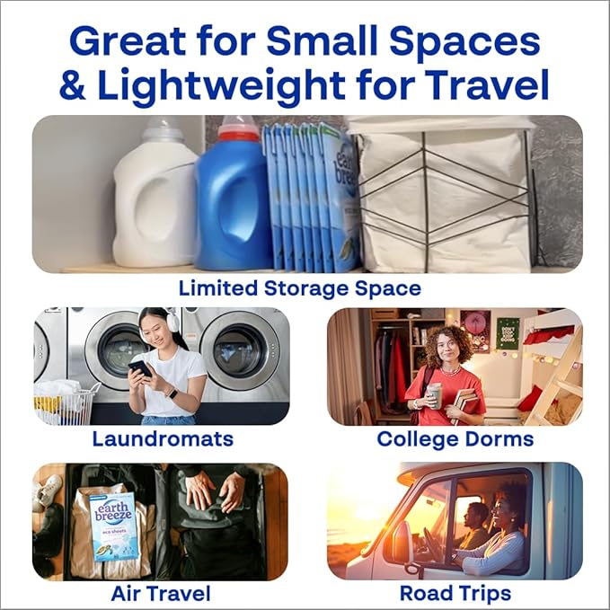 Earth Breeze Laundry Detergent Sheets Fragrance-Free - 180 Loads Eco Liquidless Soap - Travel-Friendly for Hot & Cold Cycles, Tackles Tough Stains & Odors - Gentle on Sensitive Skin, 90 Ct (3 Pack)