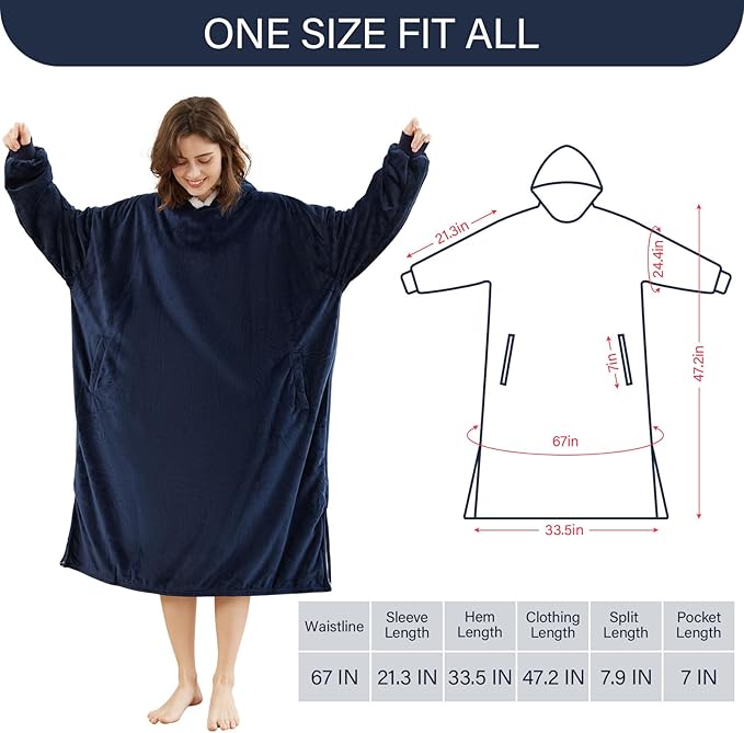 LetsFunny Blanket Hoodie,Oversized Wearable Sherpa Fleece Blanket Sweatshirt,Super Soft Warm Cozy with Giant Pocket,Gifts for Women Men Adults Teenagers Kids, One Size Fits All
