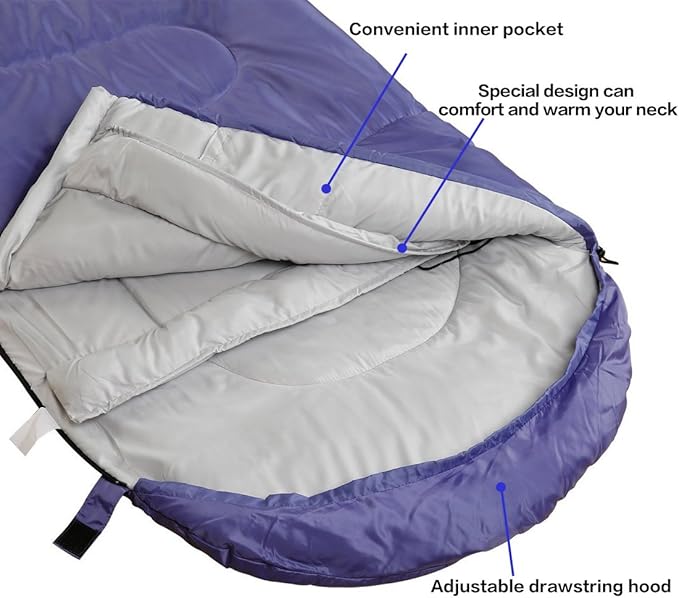 Sleeping Bag,3-4 Seasons Warm Cold Weather Lightweight, Portable, Waterproof Compression Sack Adults & Kids - Indoor & Outdoor Activities: Traveling, Camping, Backpacking, Hiking