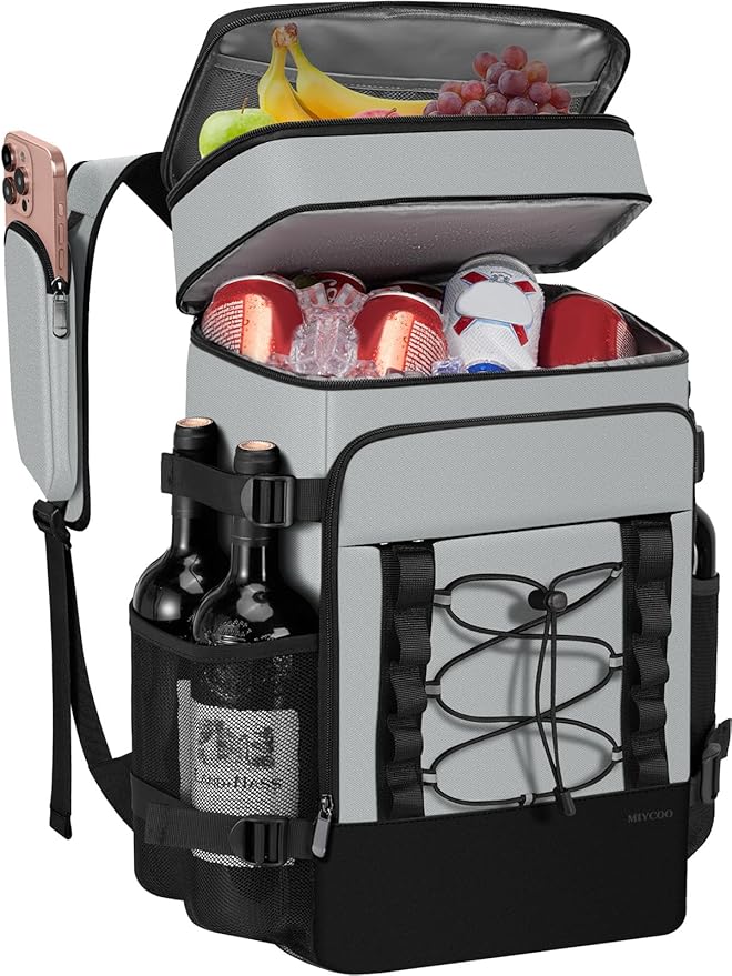 Cooler Backpack - 40 Cans Insulated Backpack Cooler for Men & Women, Portable 2 Leak Proof Compartments Coolers Bag for Beach Travel Picnic Lunch Hiking BBQ Camping - MIYCOO
