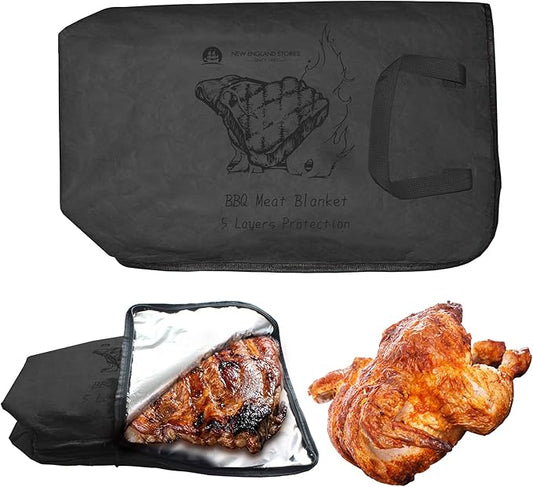 BBQ Blanket for Resting Meat, 5-Layer Insulated Meat Resting Bag for Moisture Retention and Perfect BBQ, Wide Mouth with Handle Design for Briskets, Pork Shoulders, Steaks (Black, 21 Inch)