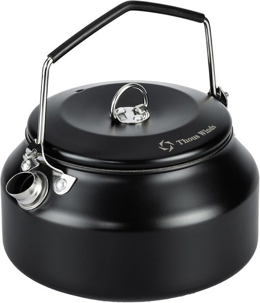 1L Camping Kettle, Portable Camp Tea Coffee Pot, Lightweight Stainless Steel Teapot, Fast Heating Boiling Water, for Outdoor Campfire Hiking Camping Picnic