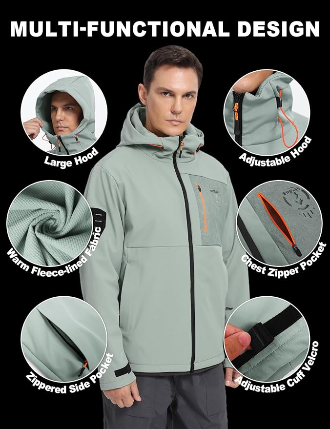 GEMYSE Men's Lightweight Rain Jacket Waterproof Raincoat Hooded Softshell Windbreaker for Outdoor Hiking Travel