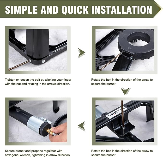Bestfire High Pressure Propane Burner, 120000 BTU Single Propane Stove with 4.1ft 0-20Psi Adjustable Hose with Regulator, 16" Square Steel Cooktop for Camping