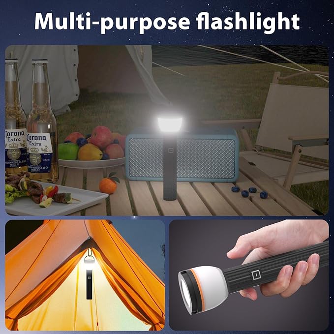 Sunzone Rechargeable Flashlight and Camping Lantern 2 Pack, Hign Lumens 4 Lighting Modes Portable Flash Light Floodlight for Outdoor Camping, Inspection Work Light,Emergency