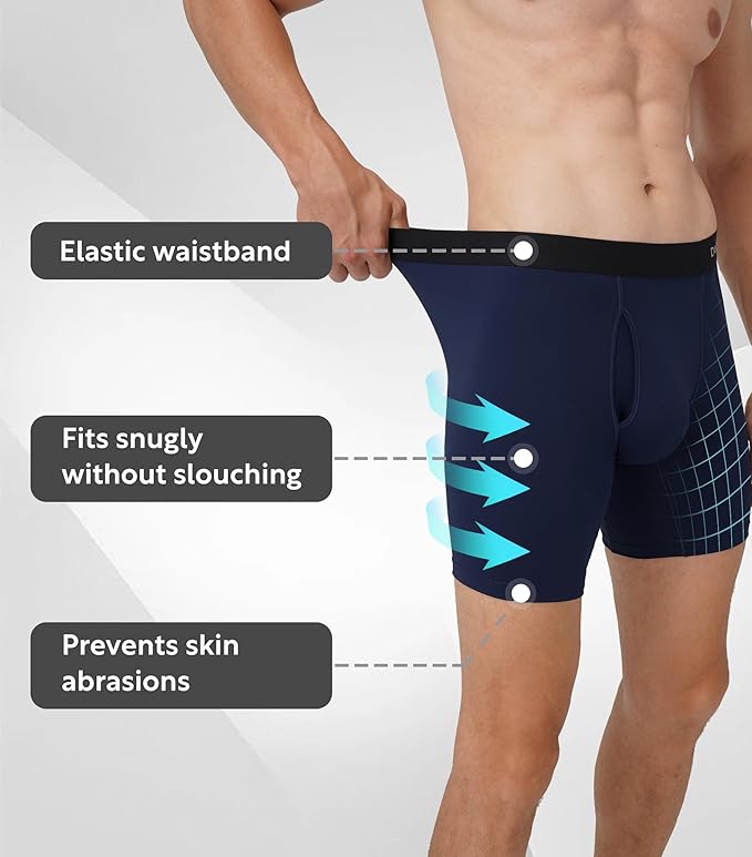 DAVID ARCHY Mens Performance Boxer Briefs 3 Pack, 3D Support Pouch & No Ride-Up Design Moisture-Wicking Sport Underwear