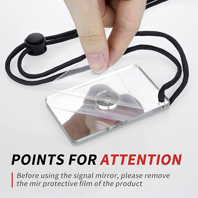 Signal Mirror Survival Reflective Mirror, Limcox Survival Reflective Mirror Lanyard Compass Whistle Outdoor Emergency Rescue Reflective Signal Star Flash Tool PFD Rescue Mirror