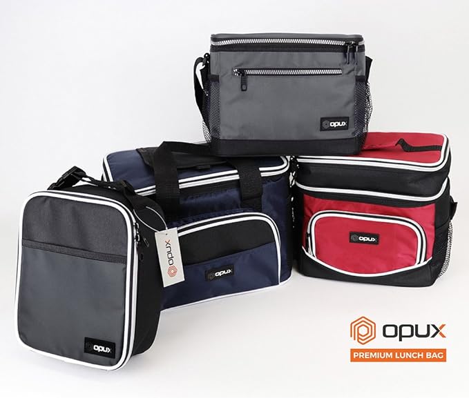 opux Insulated Lunch Box Men Women, Lunch Bag for Work School, Leakproof Soft Cooler Tote Adult, Large Lunch Pail Kids Boys Girls, Picnic Beach Food Bag with Shoulder Strap, Navy