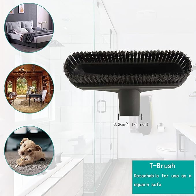 11 PCS Universal Vacuum Attachments Kit for Shop Vac Accessories - Includes Horse Hair Vacuum Brush, Floor Brush, Crevice Tool, and Hose Adapters for 2 1/2" to 1 1/4" & 1 7/8" to 1" Hoses