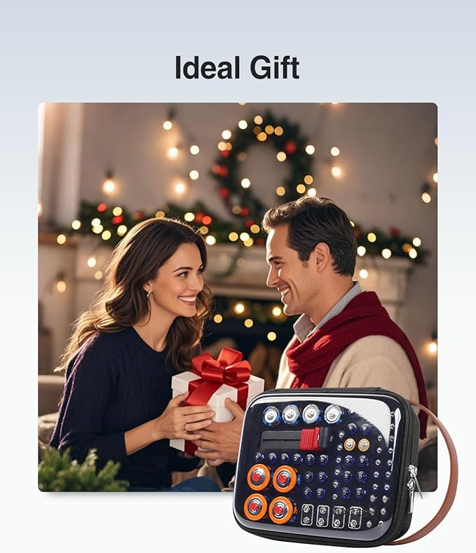 Luxtude Battery Storage Organizer, Clear Battery Organizer Storage Case with Tester,Hard Batteries Holder, Portable Batteries Case Organizers, Drawer Caddy & Daddy,Camping Accessories (Black)