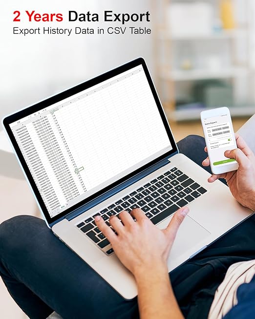 WiFi Freezer Thermometer Alarm with Digital Monitor Hub, App and Email Alerts, 2-Year Data Export, 2 Remote Temperature Sensors for Refrigerator, Fridge, Freezer