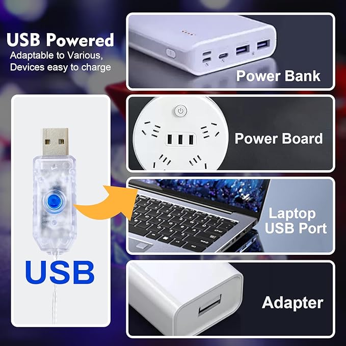 4th of July Decorations String Lights with Remote 2Pack, 16FT Red White Blue Patriotic Lights with 50LED Flag Stars, USB & Battery Powered Fairy Light for Patriotic Memorial Day Independence Day Decor