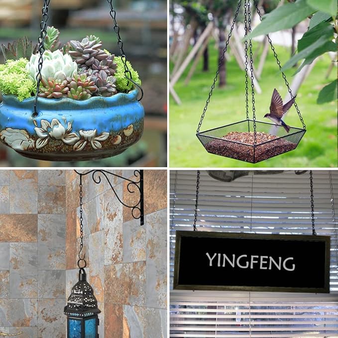 YINGFENG 10 Pack 9.5 Inch Black Hanging Chains, Garden Plant Hangers for Hanging Bird Feeders, Billboards, Chalkboards, Basket, Planters, Lanterns, Wind Chimes and Decorative Ornaments Etc