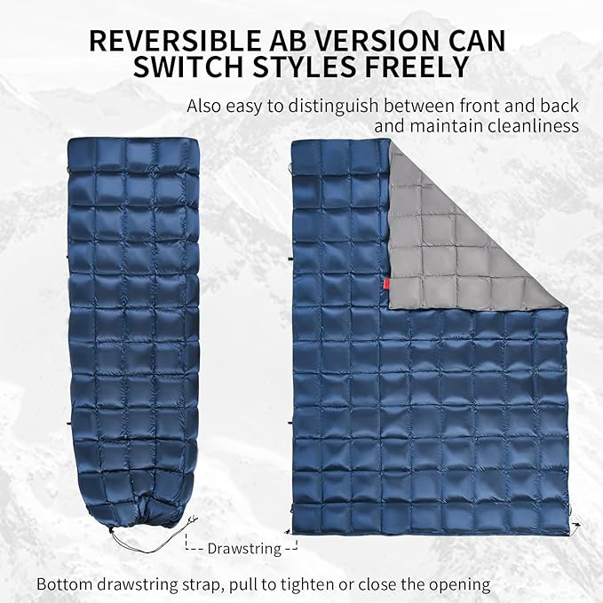 Down Camping Blanket, Muti-Use Outdoor Travel Blanket, Puffy Sleeping Bag Blanket, Waterproof Packable Backpacking Quilt for Camping, Travel, Airplane, Hiking, Picnic, 55''x79''