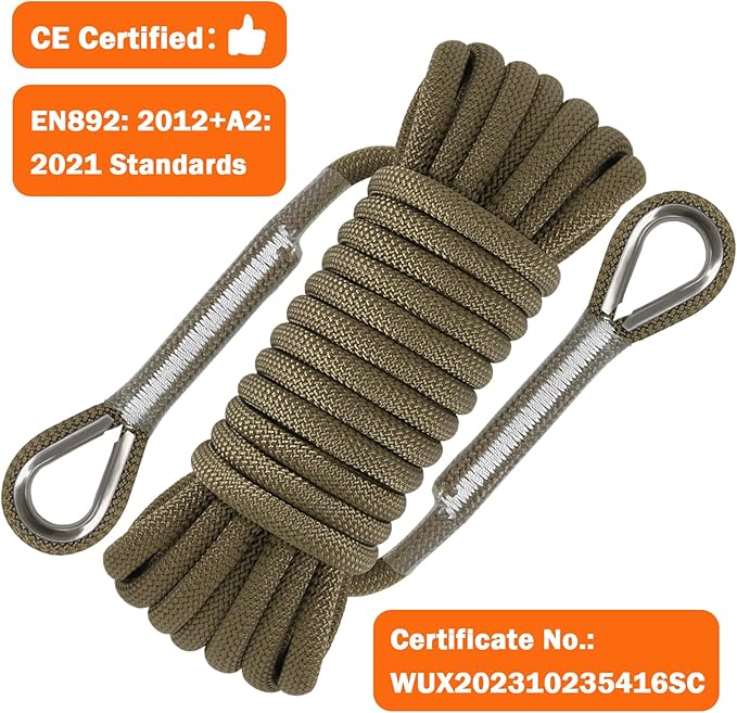 AOLEBA 10.5 mm Static Climbing Rope 10M(32ft) 20M(64ft) 30M(96ft) 50M(160ft) 70M(230ft) Outdoor Rock Climbing Rope, Escape Rope Ice Climbing Equipment Fire Rescue Parachute Rope