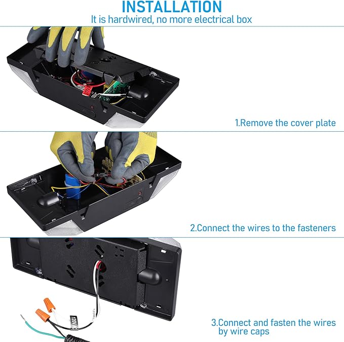 TORCHSTAR LED Emergency Lighting, Commercial Emergency Lights with Battery Backup, UL Listed, Two Square Heads, AC 120/277V, Hardwired Exit Light Fixtures for Business, Black, Pack of 4