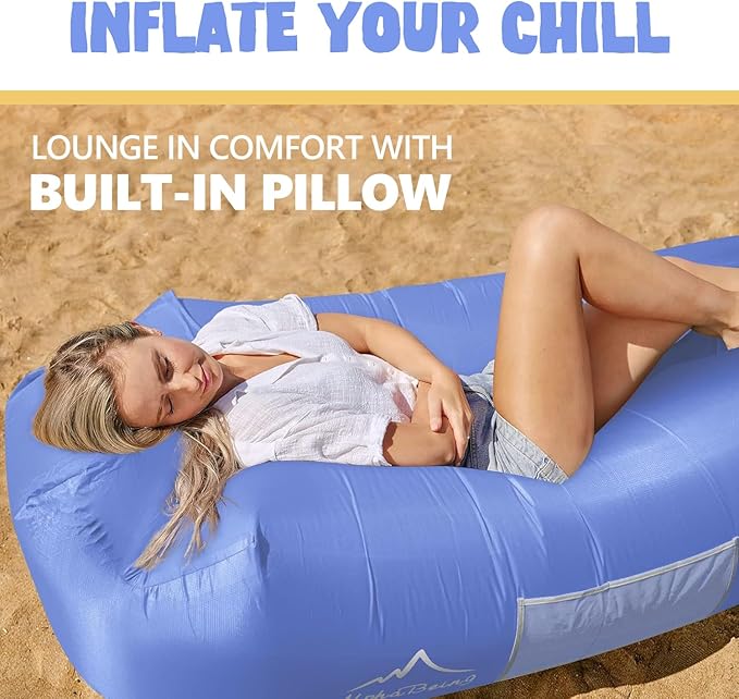 AlphaBeing Inflatable Lounger Beach Chair Accessories, Air Sofa Hammock Inflatable Couch for Camping Backyard Lakeside with Compression Sacks, Ideal Outdoor Gifts for Adults