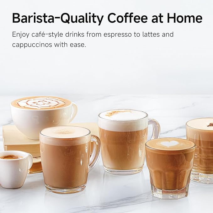 HIBREW H10B - 51mm Espresso Machine - Temperature & Cup Volume Adjustable at will - With Intelligent Display Screen & Pressure Gauge - Stainless Steel Body(Metallic Grey)