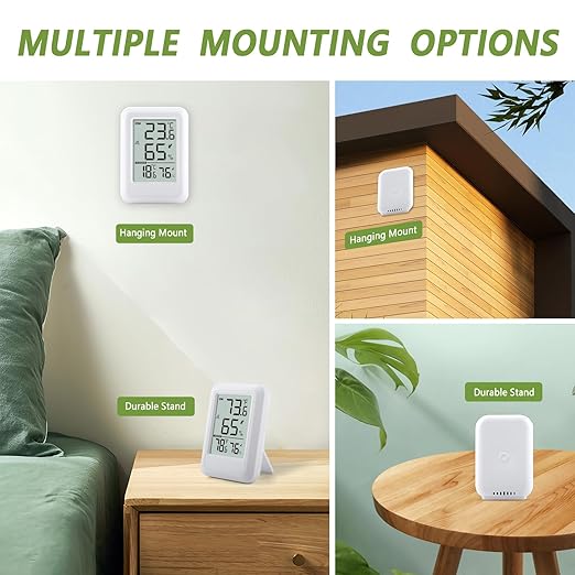 Indoor Outdoor Thermometer Hygrometer Wireless, Temperature Humidity Monitor with 330FT Range Remote Sensor, Max/Min Record, ℃/℉ Switch for Home, Office,Greenhouse, Baby Room (Type B)