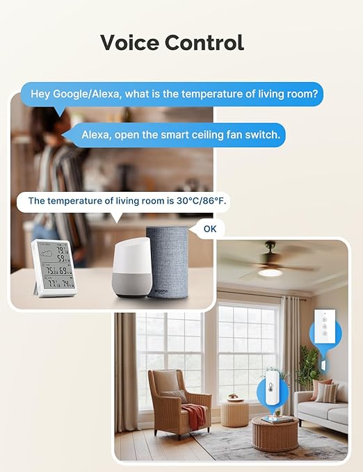 WiFi Hygrometer Thermometer 3 Pack, Digital Smart Temperature Humidity Monitor with 2 Wireless Sensors Indoor Kit, 382Ft Rang RF Remote Control