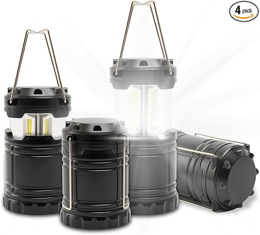 ATack LED Camping Lantern Battery Powered 4-Pack Camping Flashlight Lantern for Power Outages, Portable Collapsible Hanging Lights Essential for Home Outdoor Hurricane Emergency Lamp Survival Kit Gear
