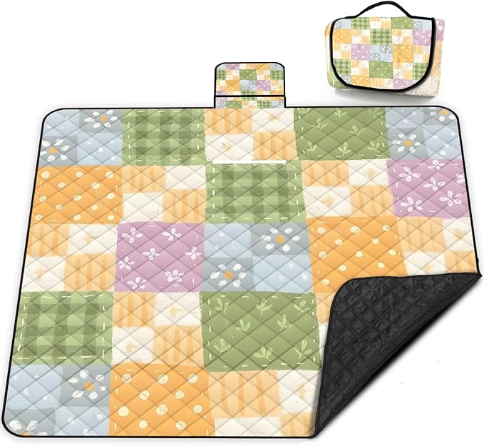 Extra Large Picnic Blanket Waterproof,80"x 80"Foldable Machine Washable Beach Blanket,Outdoor Blanket for 6-8 Adults,Suitable for Indoor Crawling,Park Beach,Camping,Hiking,Family Travel(Colorful)