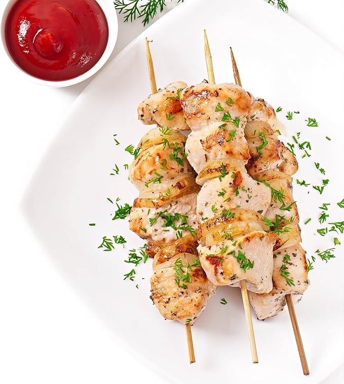 100 Pack 12 inch Bamboo Skewers for BBQ, Appetiser, Fruit, Cocktail, Kabob, Chocolate Fountain, Grilling, Barbecue, Kitchen, Crafting & Party, Natural Wooden Stick — Φ=4mm, Eco-Friendly Wood Sticks