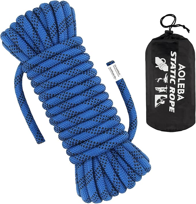 AOLEBA 10.5 mm Static Climbing Rope 10M(32ft) 20M(64ft) 30M(96ft) 50M(160ft) 70M(230ft) Outdoor Rock Climbing Rope, Escape Rope Ice Climbing Equipment Fire Rescue Parachute Rope